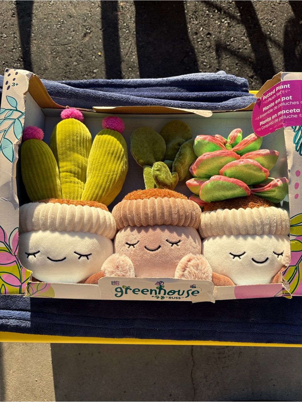 Greenhouse Plush Potted Plant Trio - Pink, Cream & Green